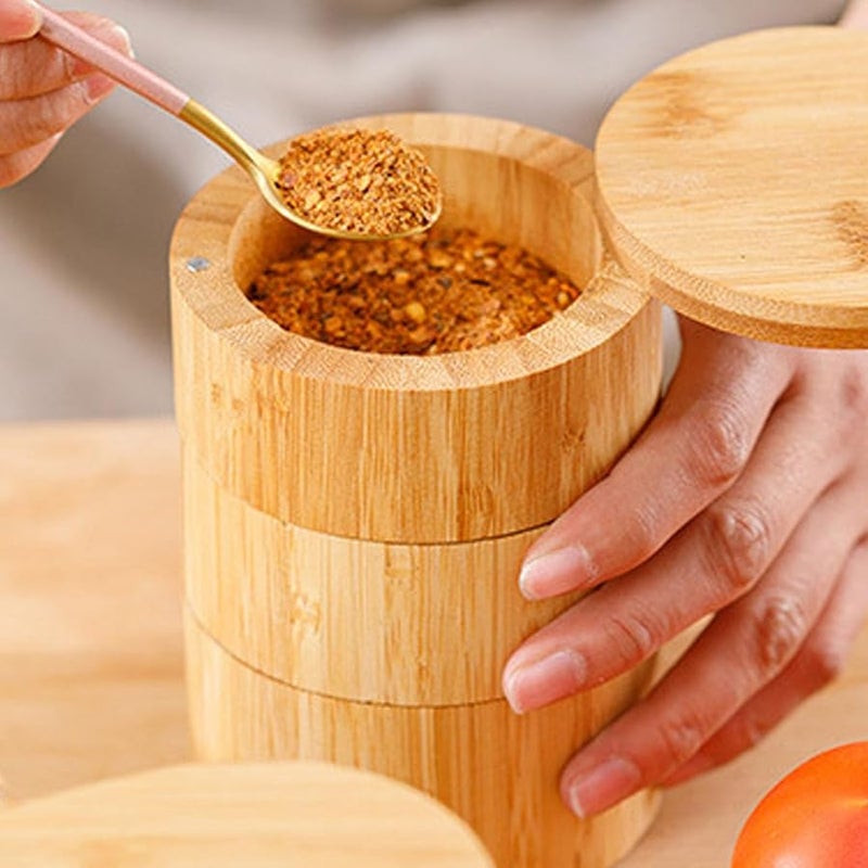 Wooden 3 Tier Rotating Spice Rack Space Saving Kitchen Storage Organizer - Image 3
